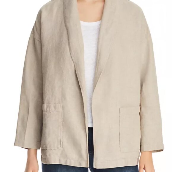 Eileen Fisher Jacket Womens Large Heavy Organic Linen Lagenlook Minimalist Boho - Picture 2 of 9